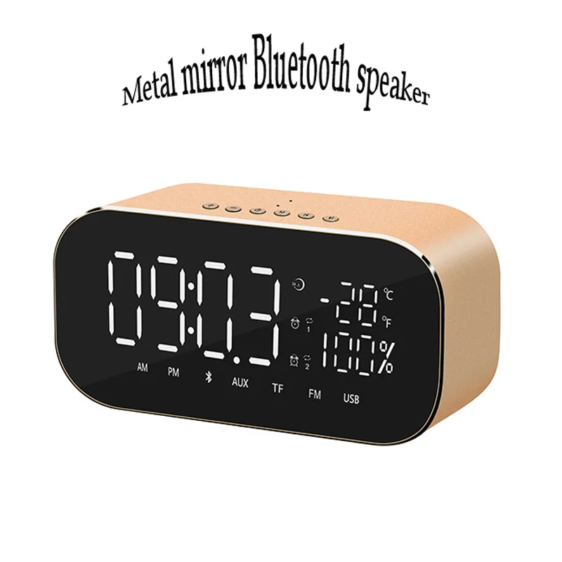 

Bluetooth 4.2 Portable Wireless Bluetooth Speaker Column Subwoofer Music Sound Box LED Time Snooze Alarm Clock for Laptop Phone
