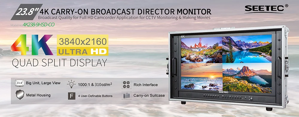 SEETEC 4K238-9HSD-CO 23,8 дюймов переносить на вещательный монитор 4 K Ultra HD 3840x2160 lcd ips экран с HDMI 3g SDI DVI VGA