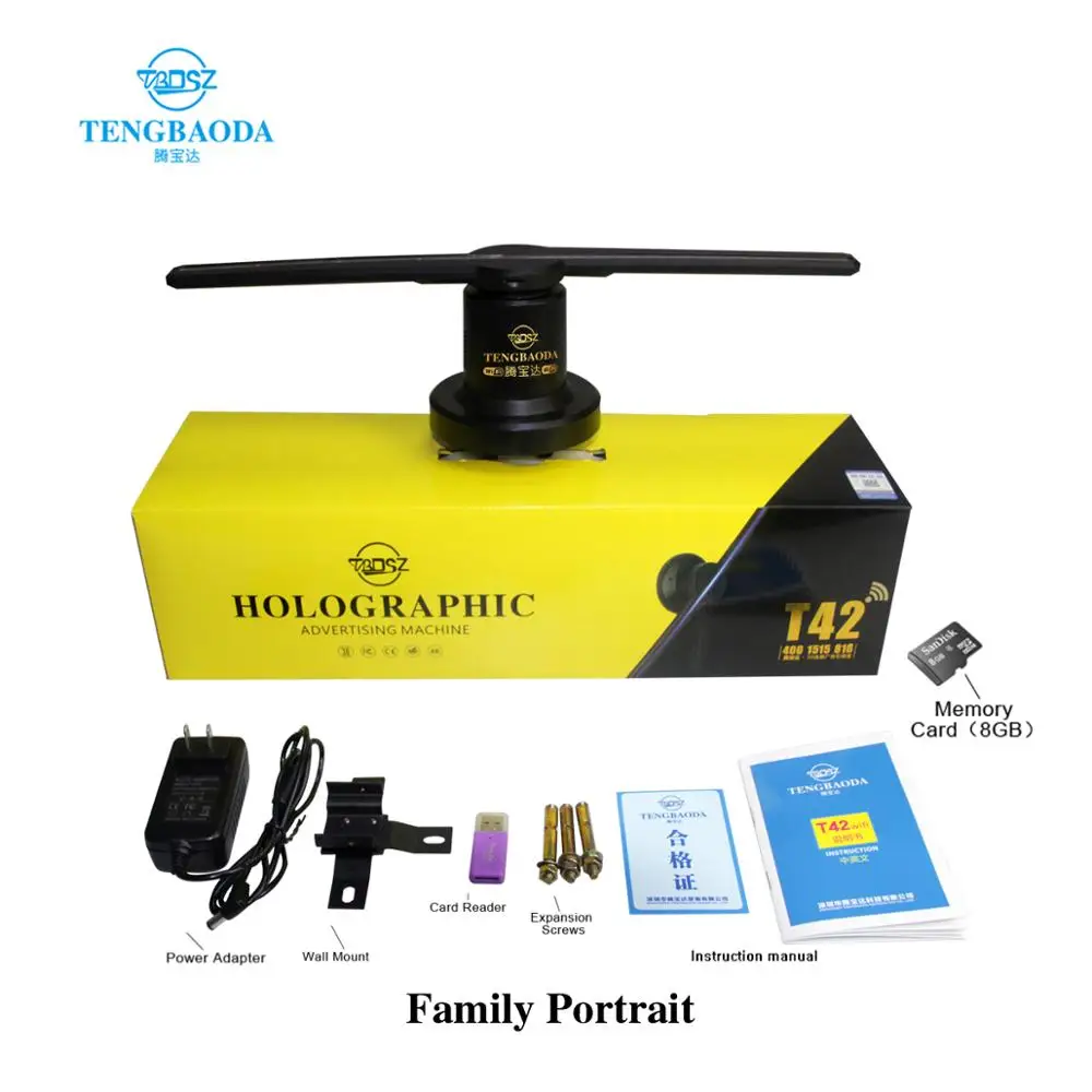 TBDSZ 3D Wi-Fi голограмма рекламный дисплей светодиодный вентилятор 42 ...