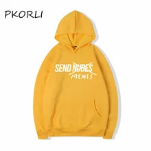 Pkorli отправить мемы с капюшоном для мужчин женщин унисекс отправить Nudes принт забавные буквы толстовки осень зима пуловер мужской с капюшоном