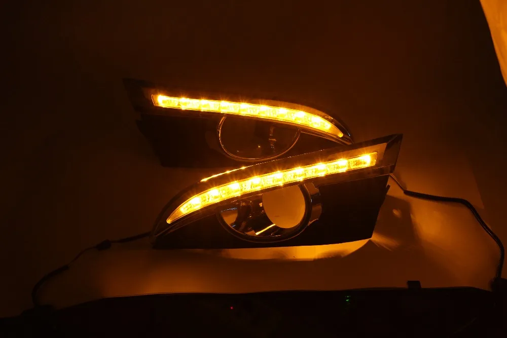 Автомобиль мигающий 2 шт 12 V светодиодный DRL Габаритные огни тумана Лампа отверстие для Chevrolet Captiva 2011 2012 2013 поворотник реле