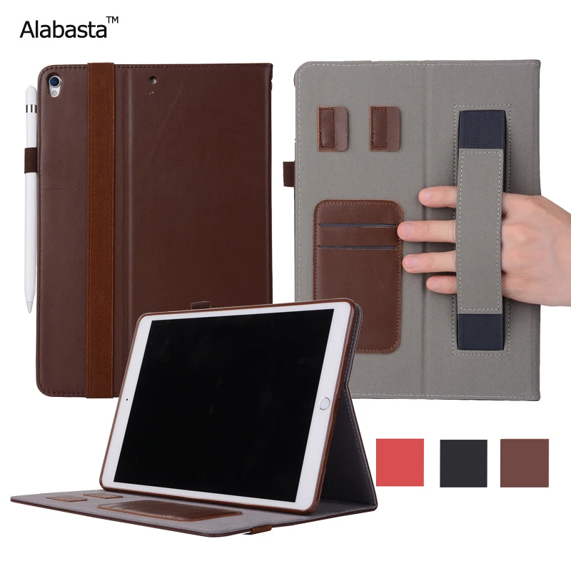 

Alabasta For iPad Pro 10.5 Case Upscale Genuine Leather Surface + Silicone Protector Flip Stand Card Pouch Cover With stylus