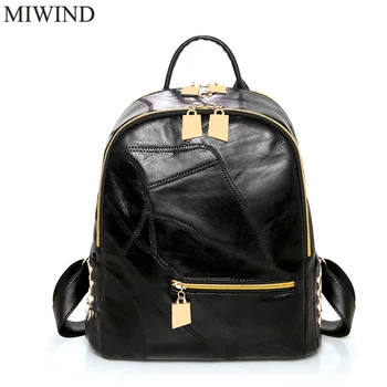 

2017 MIWIND Women Backpack Genuine Leather Backpacks Softback Bags Brand Name Bag Sheepskin Backpacks Girls Backpack WUB0102