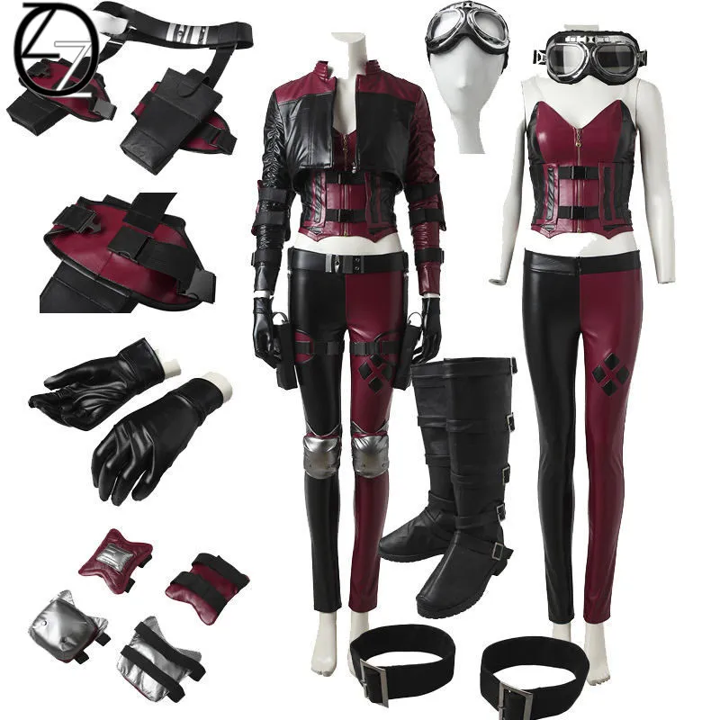 Game Injustice 2 Harley Quinn Cosplay Costume Women Fight Suit Pu Leather Clown Fancy Dress Adult Halloween Outfit Custom Made Harley Quinn Cosplay Costume Harley Quinn Cosplaycosplay Costume Aliexpress