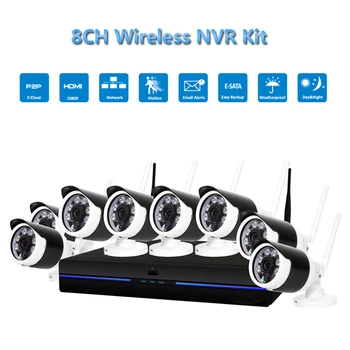 

PUAroom 8CH IP Full HD 1080P Wireless Camera night vision with H.264 NVR Door Security Camera Systems