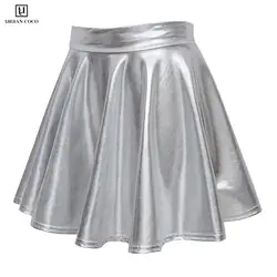 Городской Коко Для женщин блестящие расклешённая и в складку Mini Skater Skirt