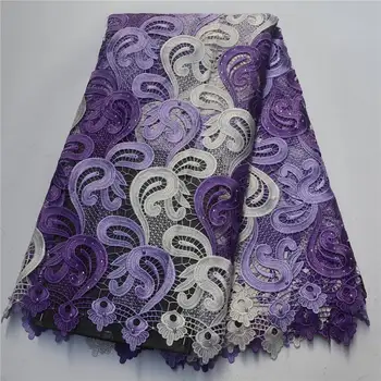 

Hot design flower print african lace fabric 5 yards per lot nigerian water soluble lace fabric for women dress -HL30