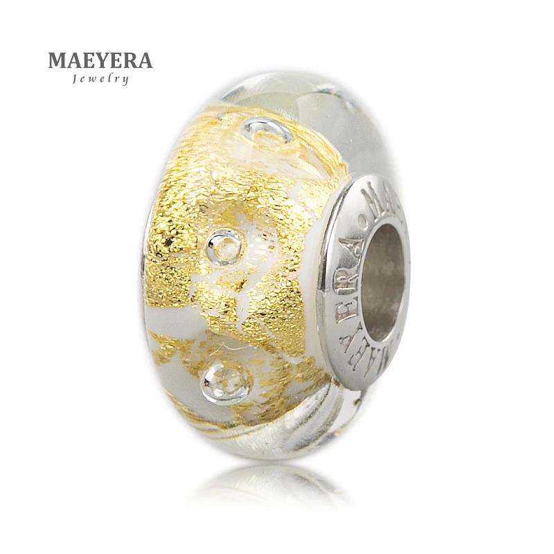 MAEYERA ювелирные изделия Настоящий S925 лэмпворк белый черный Золотой фольга пузыри