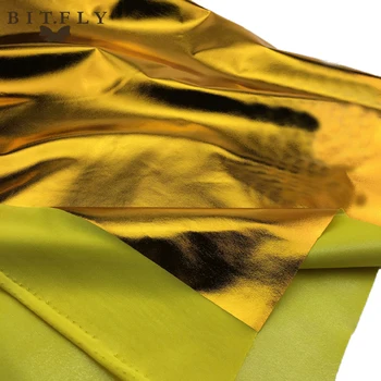 

Shiny Gold Foil bronzing Spandex Fabric sewing Material PU glossy leather fabric for DIY stage cosplay costume Dress 1.5mx1m