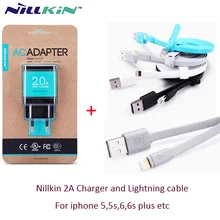 Original Nillkin 5V 2A Fast Speed EU Charger and nillkin Lightning port cable for iphone 5 5S SE 6 6S plus ipad