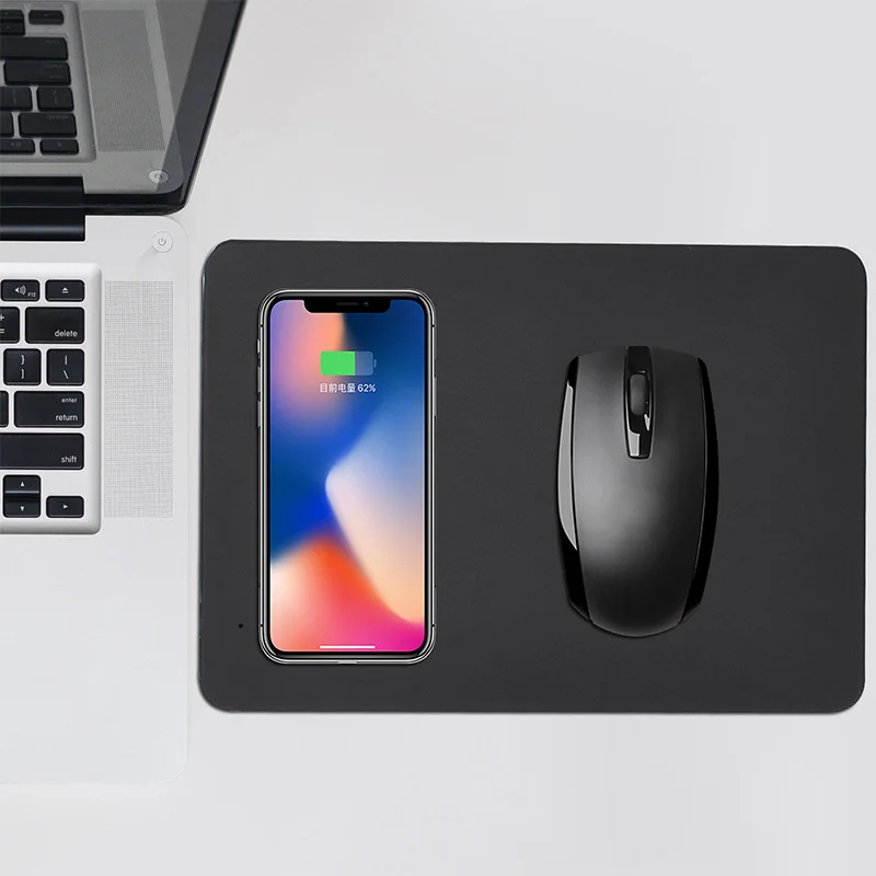 

2 in 1 Wireless Charging Mouse Pad PU Leather Multifunctional Qi Mobile Phone Computer Office Home Wireless Charger Mouse Mat