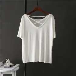 Femme для женская одежда плюс размеры футболка с футболки хлопок летний топ белая