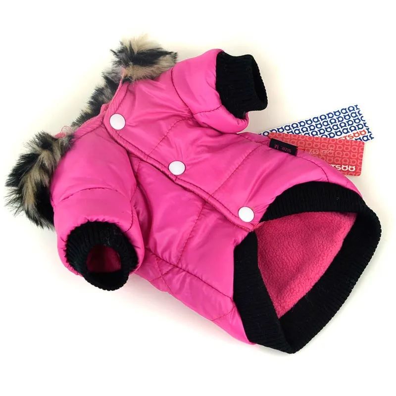 Большой щенок собака искусственные карманы меховой отделкой комбинезон для собак с капюшоном костюм милый теплый пальто для домашних животных
