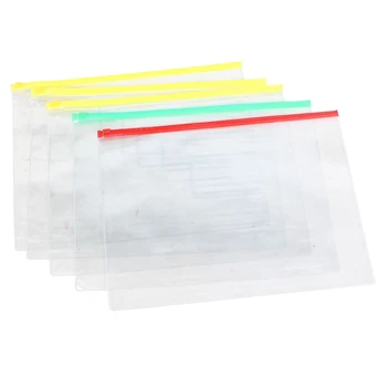 

5 Pcs Clear Plastic Water Proof Pen A4 File Paper Ziplock Bags Folders