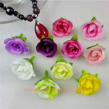 

100PCS 2.5cm 9Colors Artificial small tea rose bud camellia flowers wedding decoration diy hair hat accessory photo props