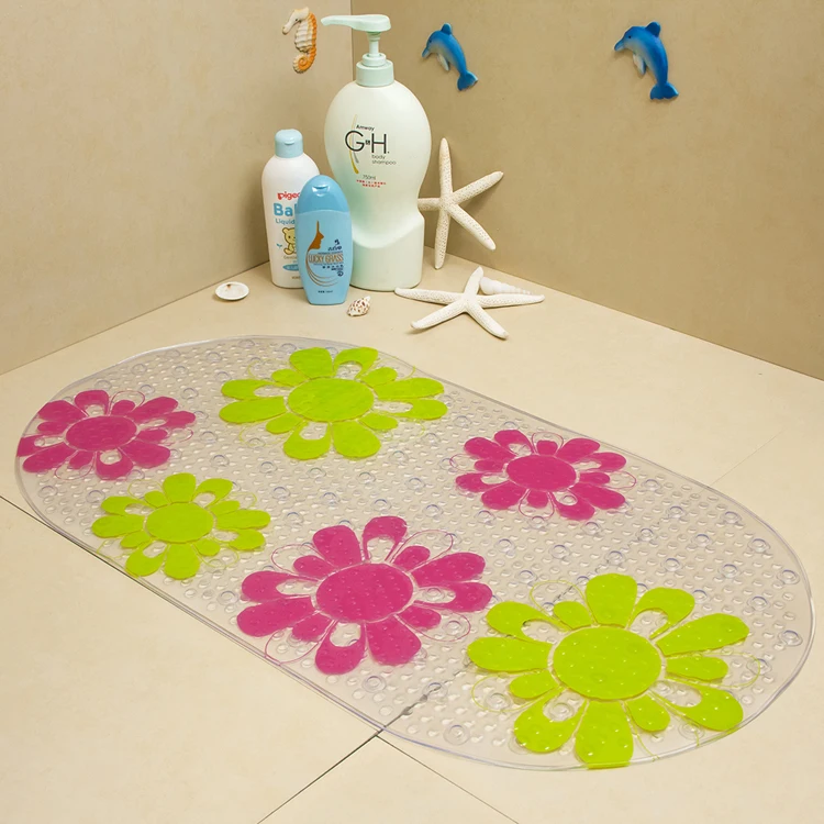 Cartoon bathtub non-slip PVC bath mat slip-resistant pad suction cups print floor mat carpet large shower mat rug 70*40cm