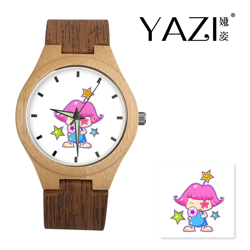 

YAZI Personalize Wooden Watch Virgo Logo Watches Natural Bamboo Wood Case Wrist Watches Wood Stripe Band Memory Gift