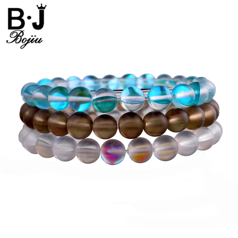 

Bojiu Colorful AB Bracelet For Women Dazzling Beads Clear Natural Stone Mixed Rough Aura Charms Bracelets New Jewelry BC130