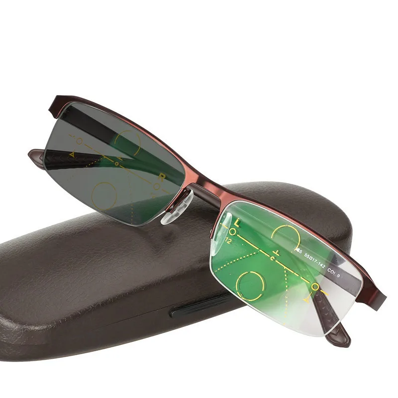  2019 Transition Sun Photochromic Reading Glasses Men adjustable vision With Multifocal Diopter Prog
