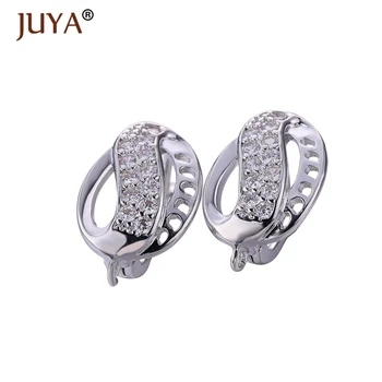 

5Pairs/10pcs Gold Black Leaf Hoop Earrings Making Accessory Copper CZ Rhinestone Setting DIY Jewelry Making Findings