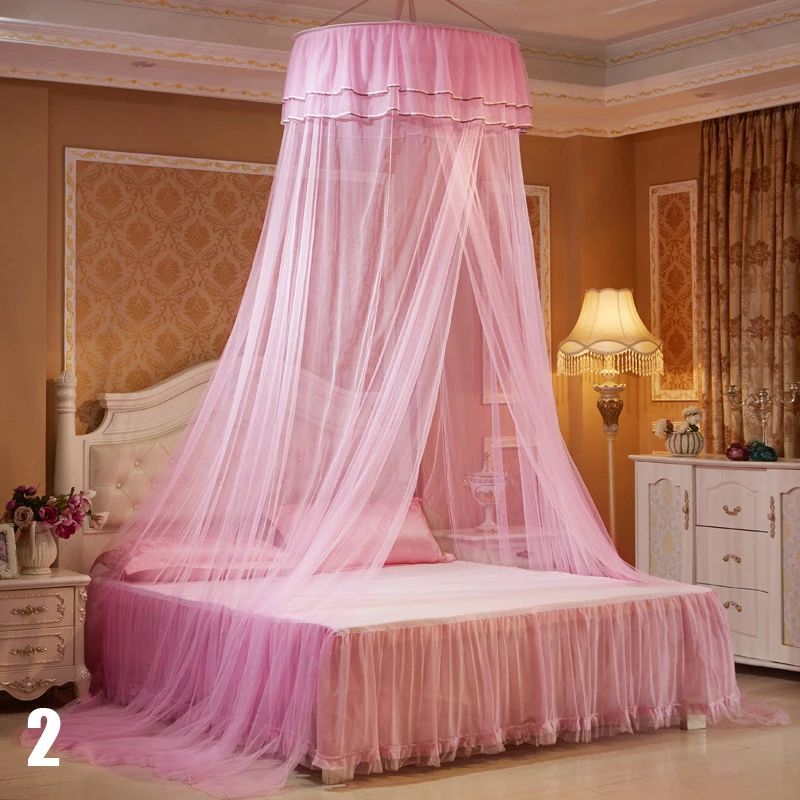 

New Romantic Palace Mosquito Nets For Adults Bed Curtain Canopy Circular Hung Mosquiteros para cama Net #240781