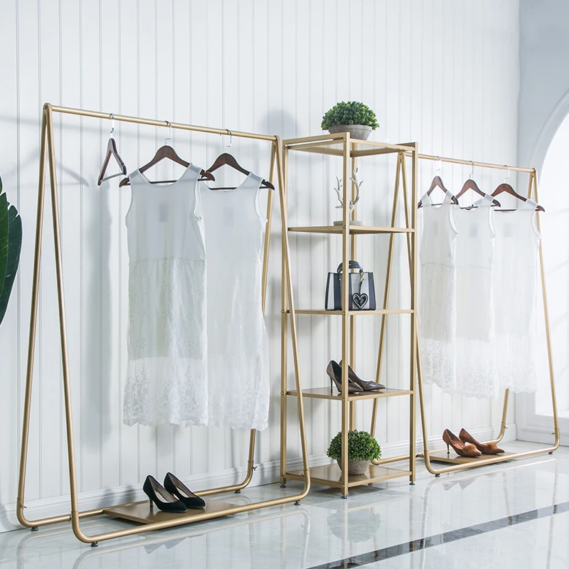 metal garment rack with shelves