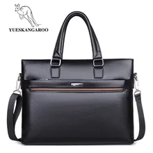

YUESKANGAROO Business Briefcase Leather Men Bag Computer Laptop Handbag Man Shoulder Bag Messenger Bags Black Brown HA011