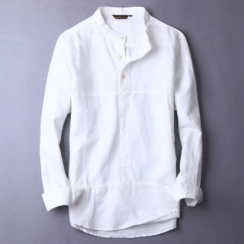 

2018 New style long sleeve linen shirts men brand clothing men shirt solid fashion shirt men cotton slim shirts male chemise