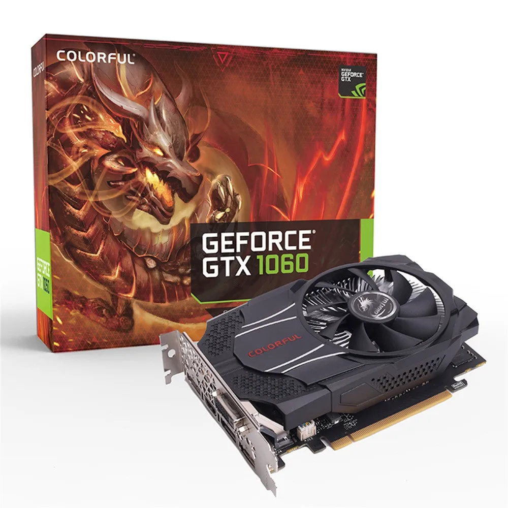 Красочная видеокарта NVIDIA GeForce GTX1060 Mini OC 6G 1531/1746 МГц GDDR5 192bit PCI-E 3,0 с HDMI DP DVI-D портом 19Feb13