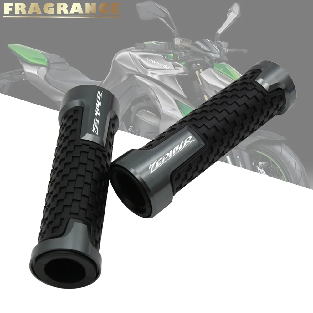 Universal 22mm 7/8'' CNC Aluminum Rubber Motorcycle Anti-Skid Handle Grips grips handlebar for Kawasaki ZR750 ZEPHYR ZX6 ZX9R |
