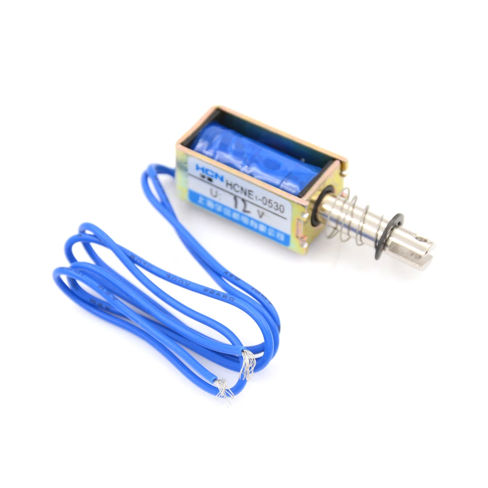 

DC 12V Push Pull Type Frame Electromagnet HCNE1-0530 Linear Solenoid Magnet Travel 10mm Keepping Force 42N