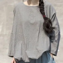 Весной г., новые продукты в списке, счетчики качества хлопок лен женская футболка дизайн свободный большой ярдов