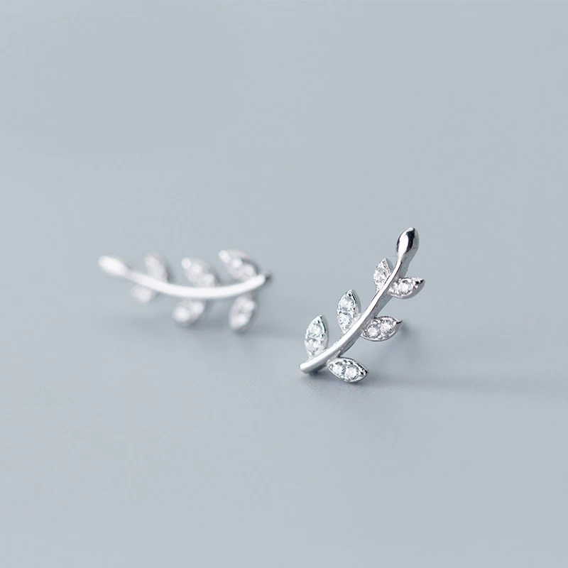 MloveAcc 925 стерлингового серебра сверкающие листья серьги с прозрачным фианитом для женщин Женское Обручальное украшение подарок для девочек