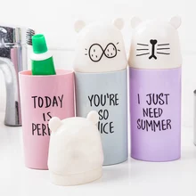 Новые милые буквы Зубная щетка Контейнер для зубной пасты с крышкой портативные дорожные принадлежности экологически чистые PP принадлежности для ванной 8A1582