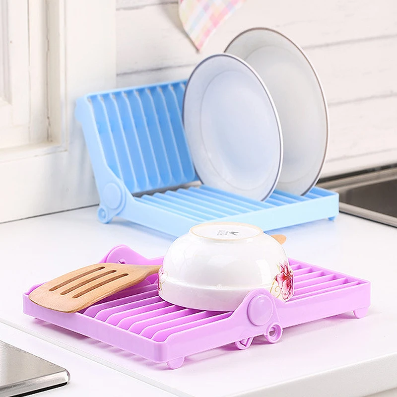 Dish Drainer Plate Shelf Foldable Ware Drying Plastic ...