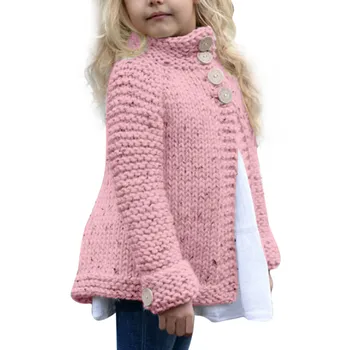 

Hot sale Winter warm Toddler Kids Baby Girls Outfit Clothes Long sleeve Button Knitted Sweater Cardigan Coat Tops cute Pink