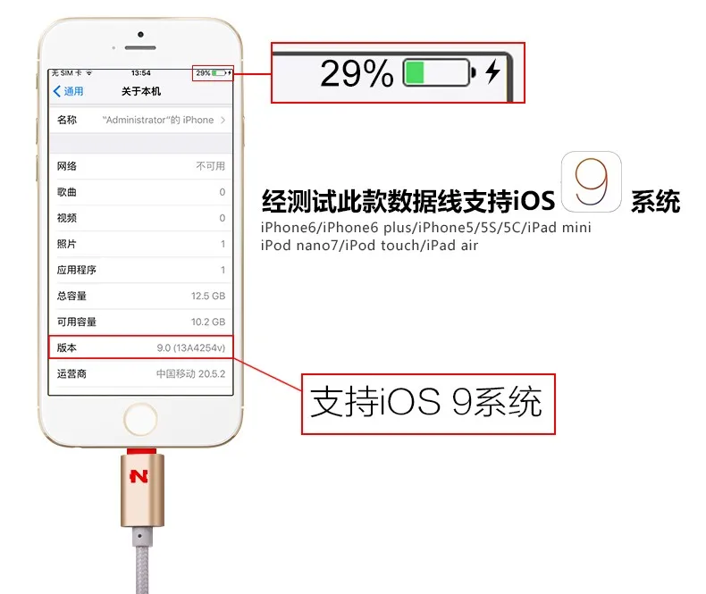 Nohon N светодиодный 8-контактный USB кабель 1 м кабель для зарядки и синхронизации данных металлический плетеный провод для Lightning iPhone X 8 7 6s 6 plus 5 5S iPad