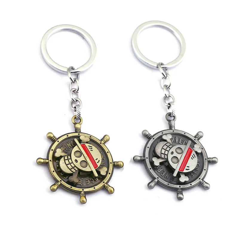 

Anime ONE PIECE Rotatable Keychain Key Chain Luffy Zoro Sanji Nami hat Keyring Car Charm Holder Chaveiro Pendant fashion jewelry