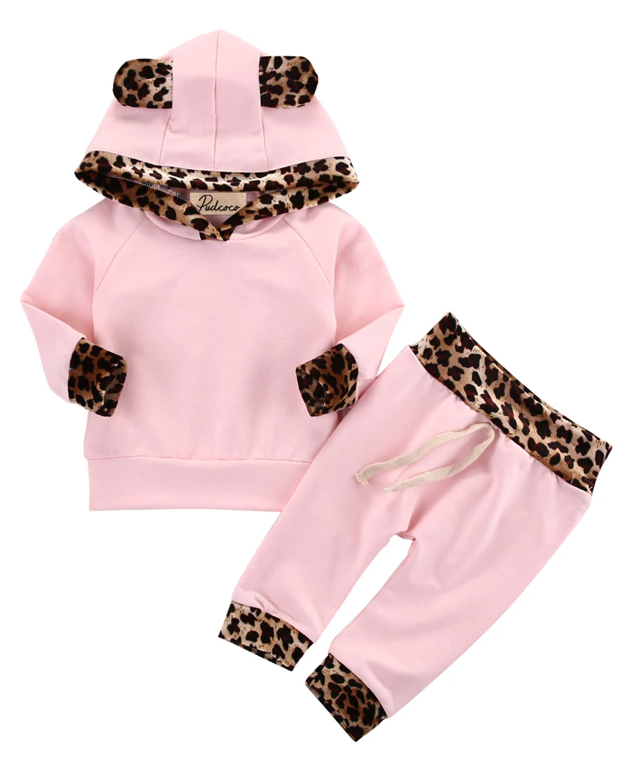 Комплект одежды для новорожденных и маленьких девочек, хлопковое пальто с капюшоном, толстовка с капюшоном и штаны, комплект одежды из 2 предметов для девочек