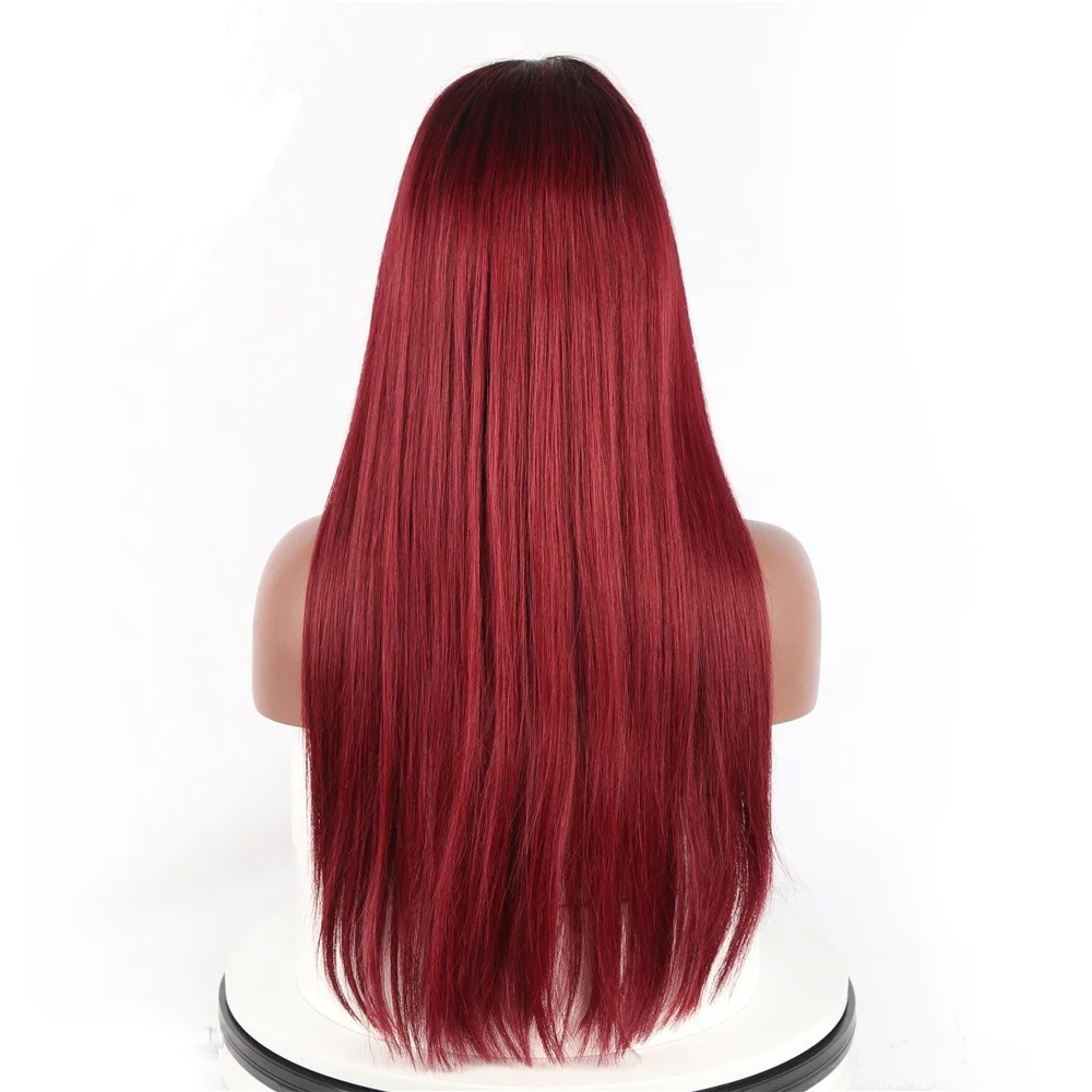 1B/99J бразильские прямые волосы Синтетические волосы на кружеве парик с Омбре красный 13x6 Remy Синтетические волосы на кружеве человеческие волосы парики предварительно вырезанные для чернокожей женщины
