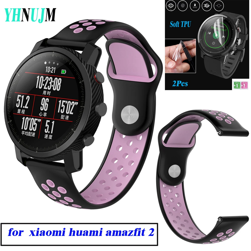 \ YHNUJM силиконовый ремешок Amazfit 2 браслеты браслет для Xiaomi Huami Stratos Pace ремень 22 мм