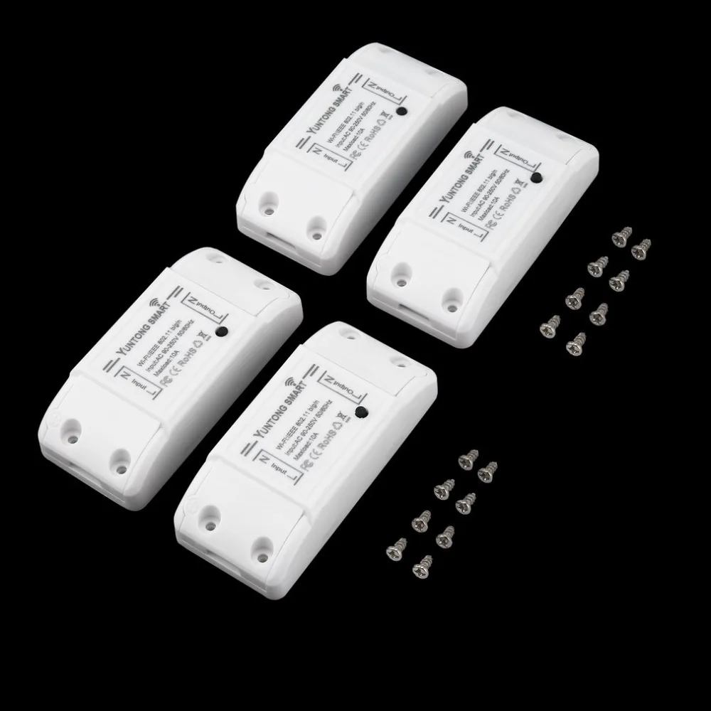 

4pcs 220v Wireless Remote Smart DIY Controller Intelligent Wifi Basic Switch Home Automation Center Timer Share Switch Via APP