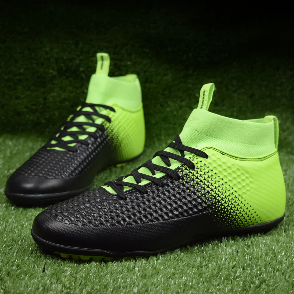 

BOOMING TF Men football shoes High-top Outdoor fustal soccer boots breaathable waterproof sport sneakers