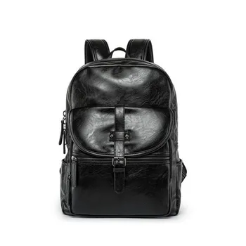

New Multifunction Fashion Men Backpack Vintage PU Backpack Leather School Bag Man Travel Bag