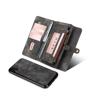 

Luxury Leather Multifunctional Business Wallet Zipper Wallet Case Detachable Magnetic Back Cover Case For iPhone 6 6S plus