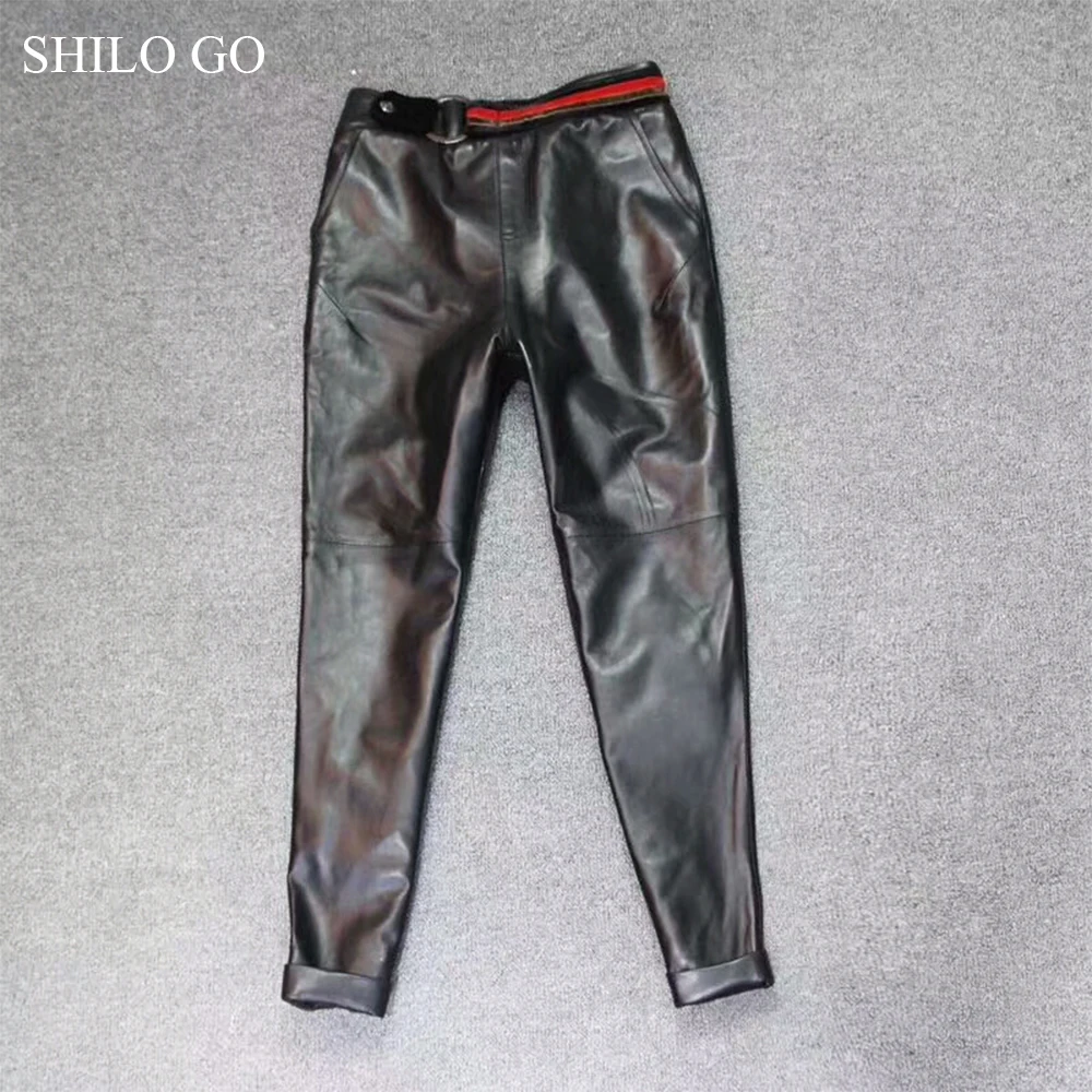 Женские кожаные брюки SHILO GO весенние из натуральной овечьей кожи с цветным