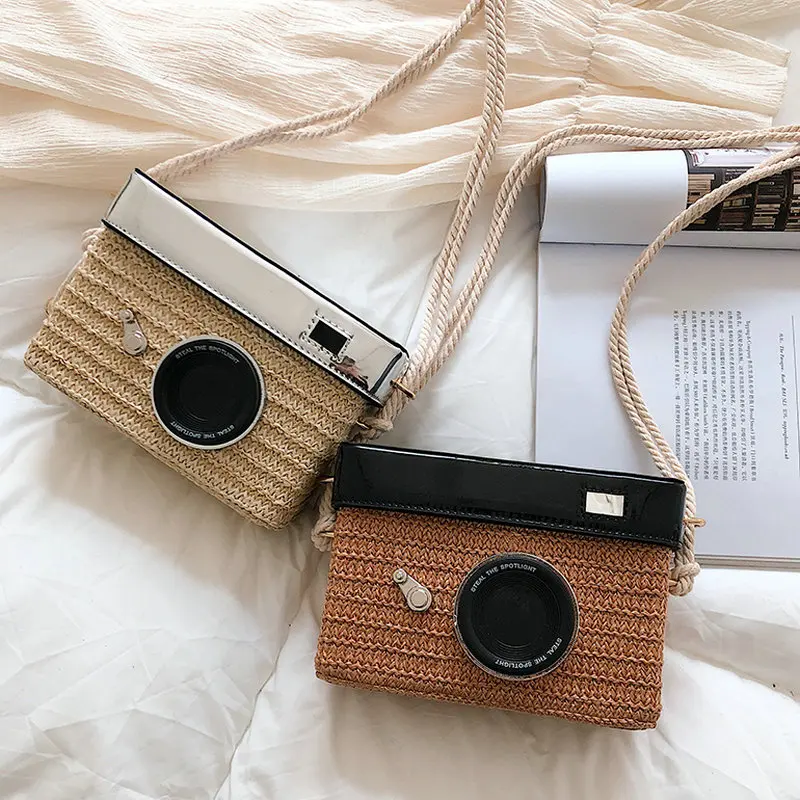 

2019 Fashion Square Box Hand Straw Weave Shoulder Messenger Bags Women Small Flap Boho Beach Bag Ladies Handbags Rattan Bag 6189