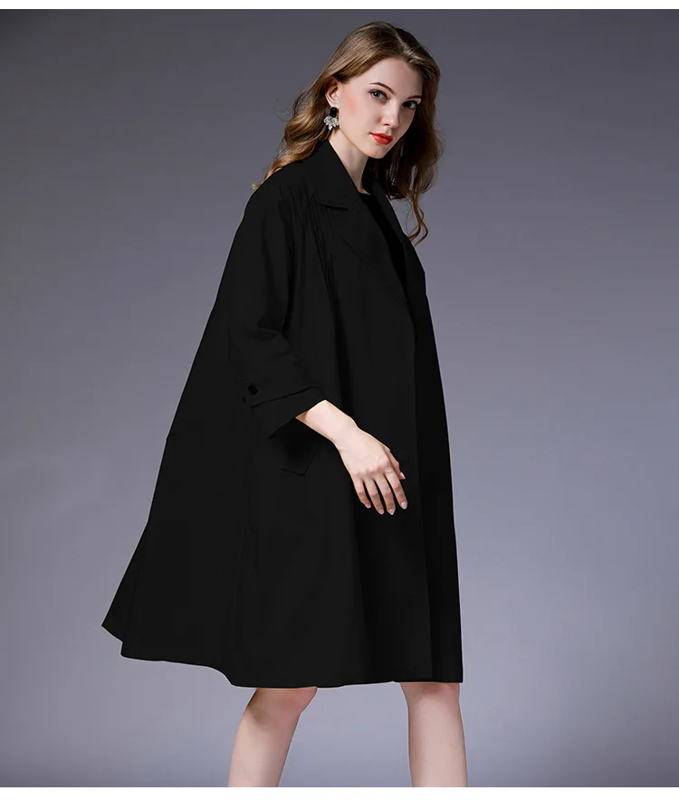 LANMREM Свободная куртка размера плюс с длинным рукавом, простая тонкая куртка в стиле пэчворк, Новая модная женская куртка, Vestido YE380 - Цвет: black