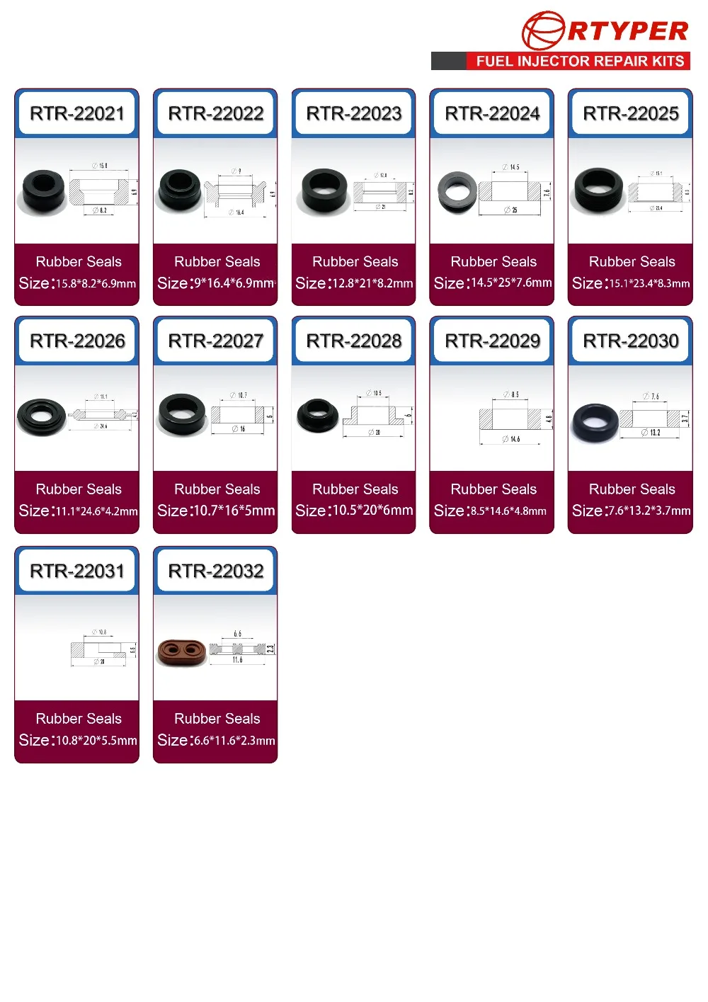 rubber seals 22021-22032