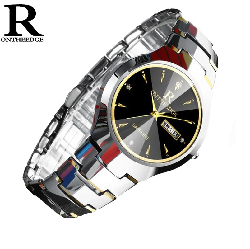 

Men's Watch Rhinestone Waterproof Quartz Watches Man Fashion Ultra Thin Wristwatch OnTheEdge Male Business Stainless Steel Clock